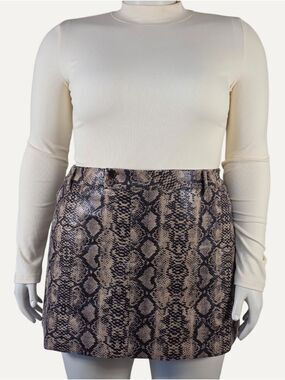 Peppermayo Bethany Snake Print Mini Skirt US 16 Plus Size NWT Brown